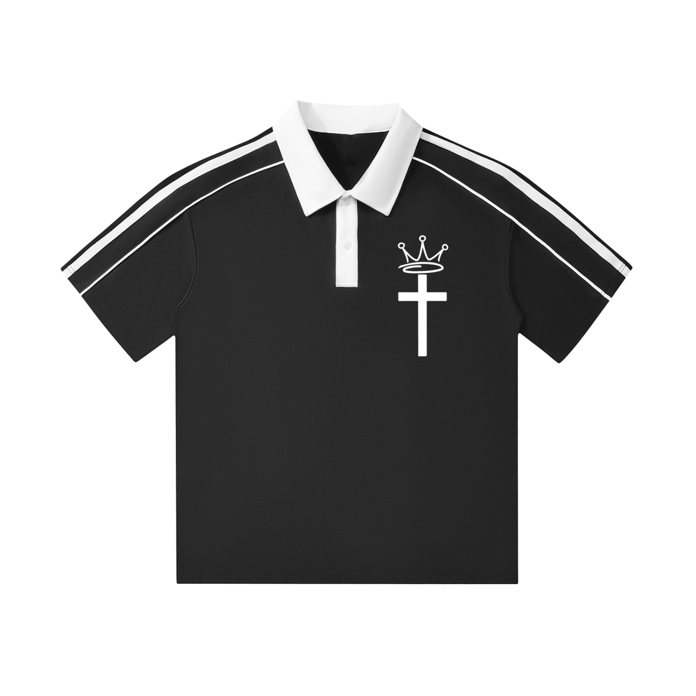 Contrast Collar Short-Sleeve Polo Shirt