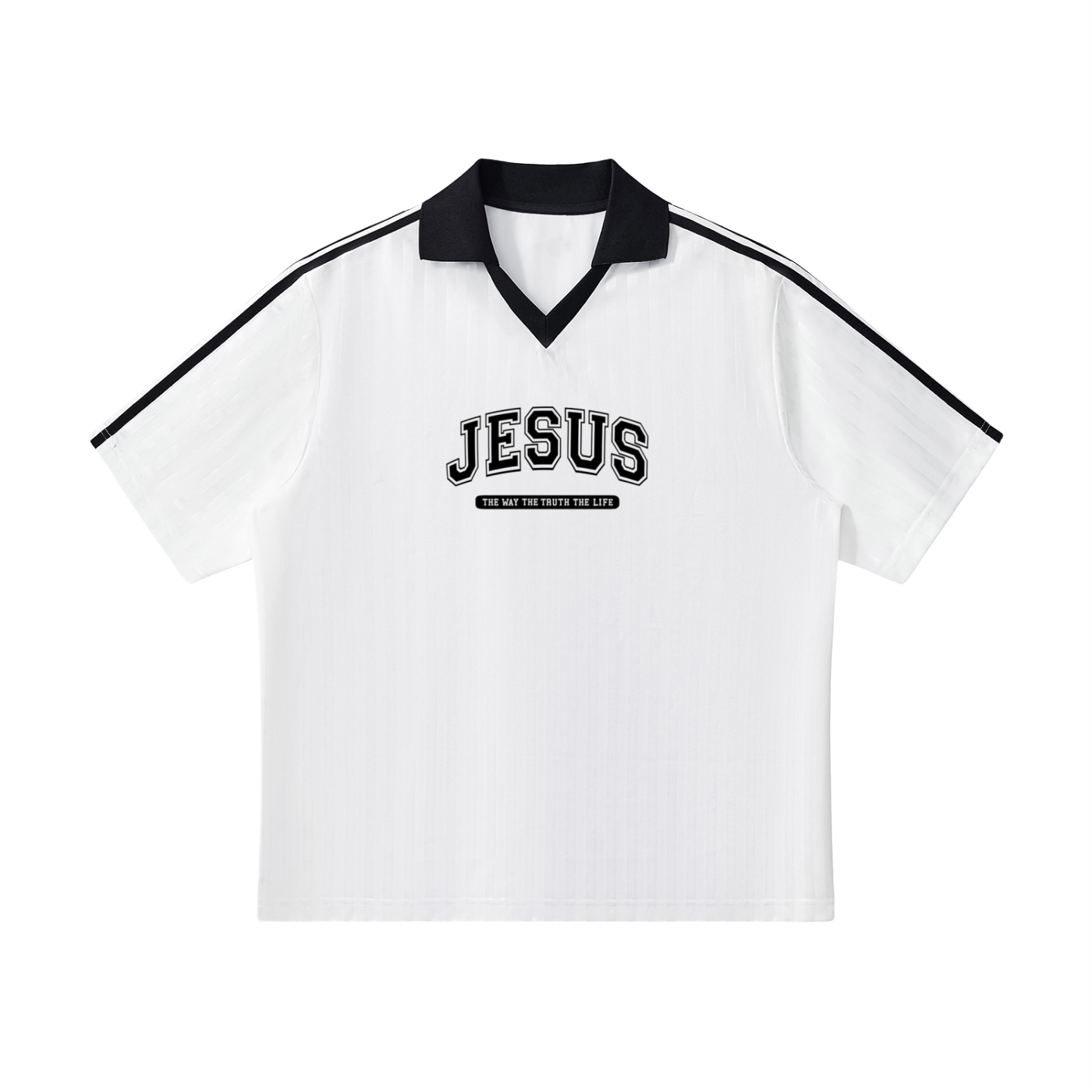 Contrast Collar Striped Soccer Jersey