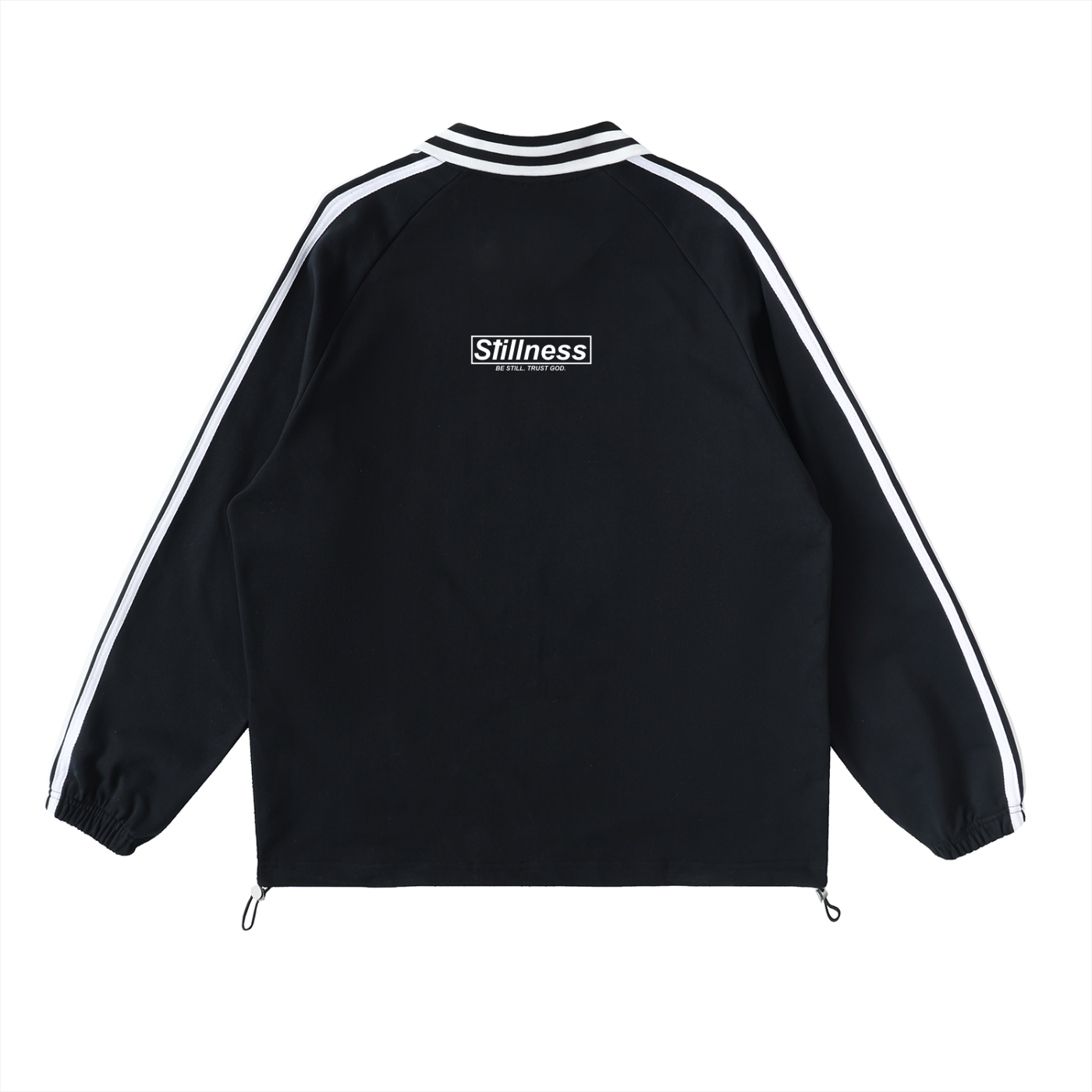 God First - Contrast Striped Lapel Collar Sweatshirt