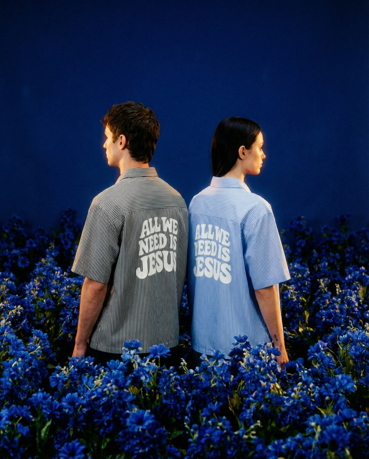 ALL WE NEED IS JESUS - Oversized Vertical Stripe Boxy Shirt