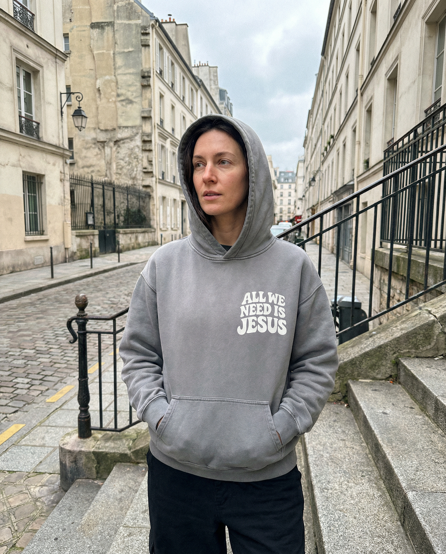 ALL WE NEED IS JESUS - Heavyweight Sunfade Oversized Hoodie