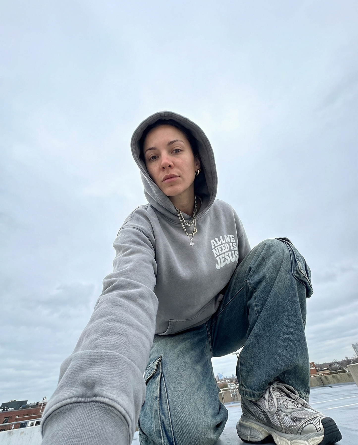 ALL WE NEED IS JESUS - Heavyweight Sunfade Oversized Hoodie