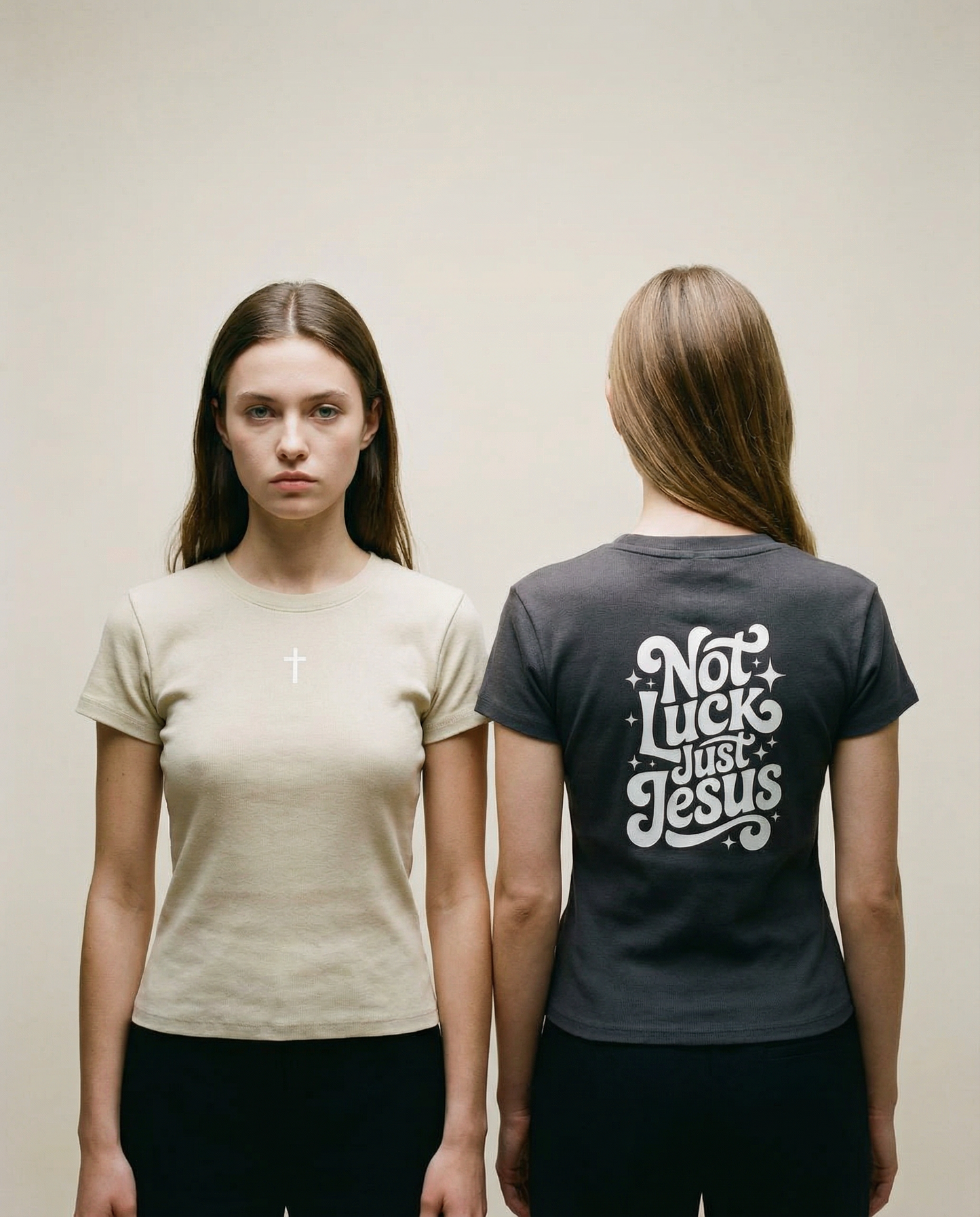NOT LUCK JUST JESUS - Women's Slim Fit Crewneck T-Shirt