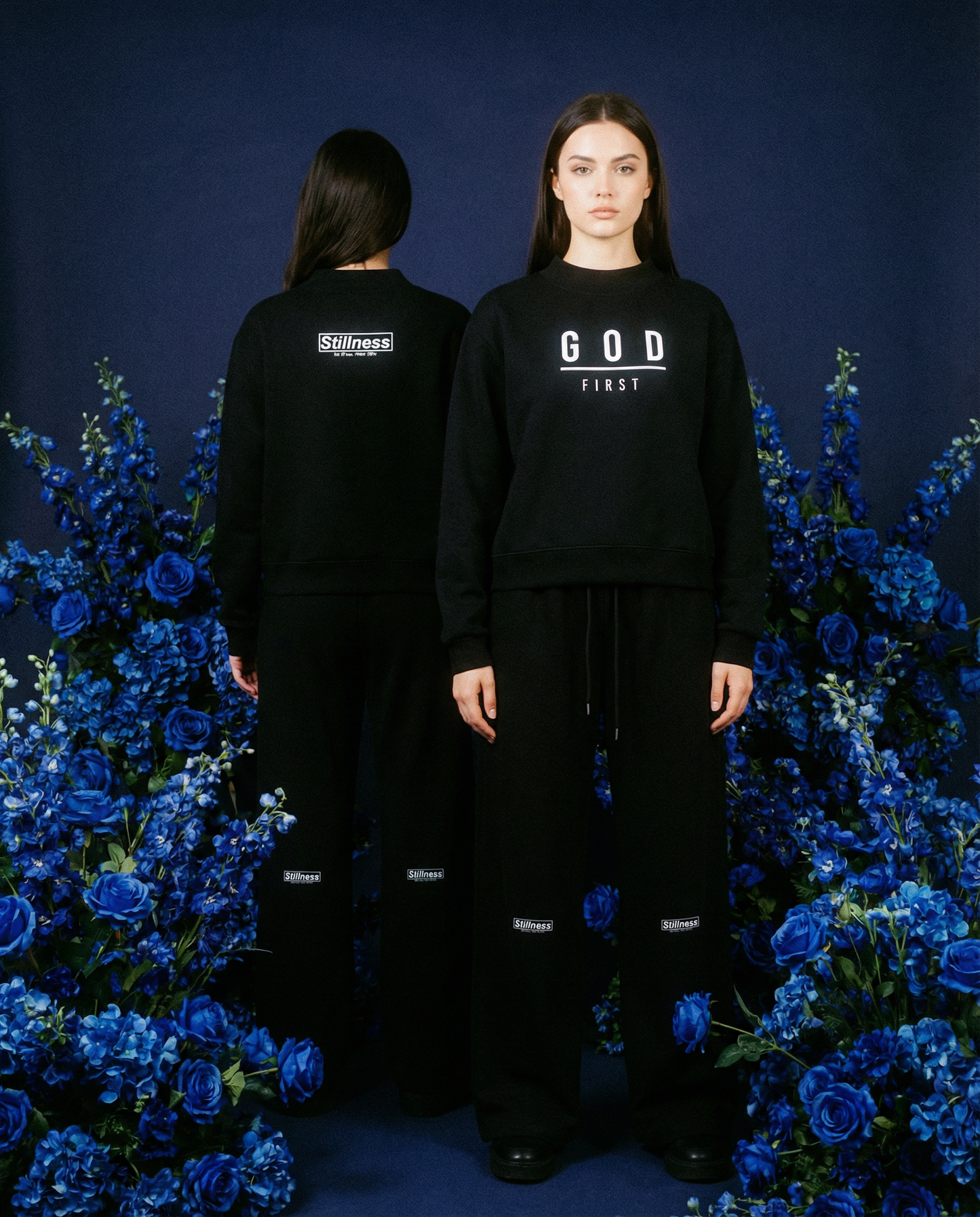 GOD FIRST - Essential Fleece Mock-Neck Crew Sweatshirt