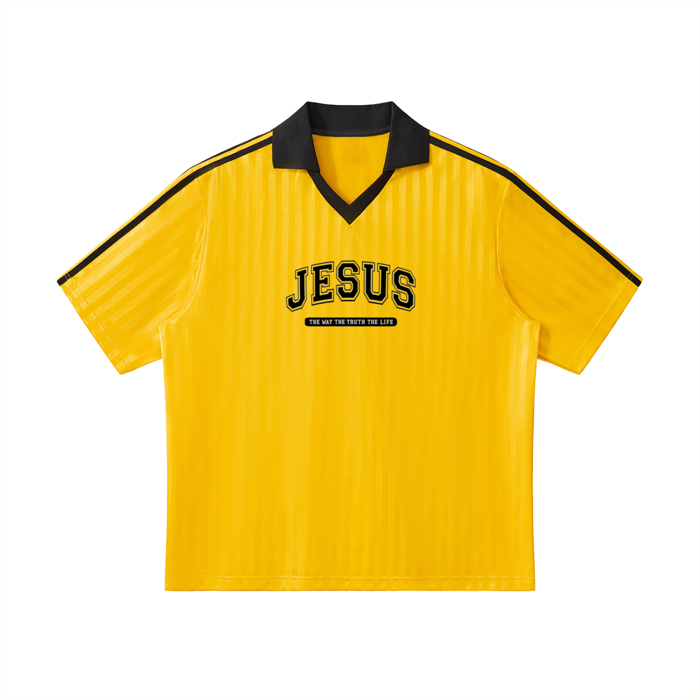 Contrast Collar Striped Soccer Jersey