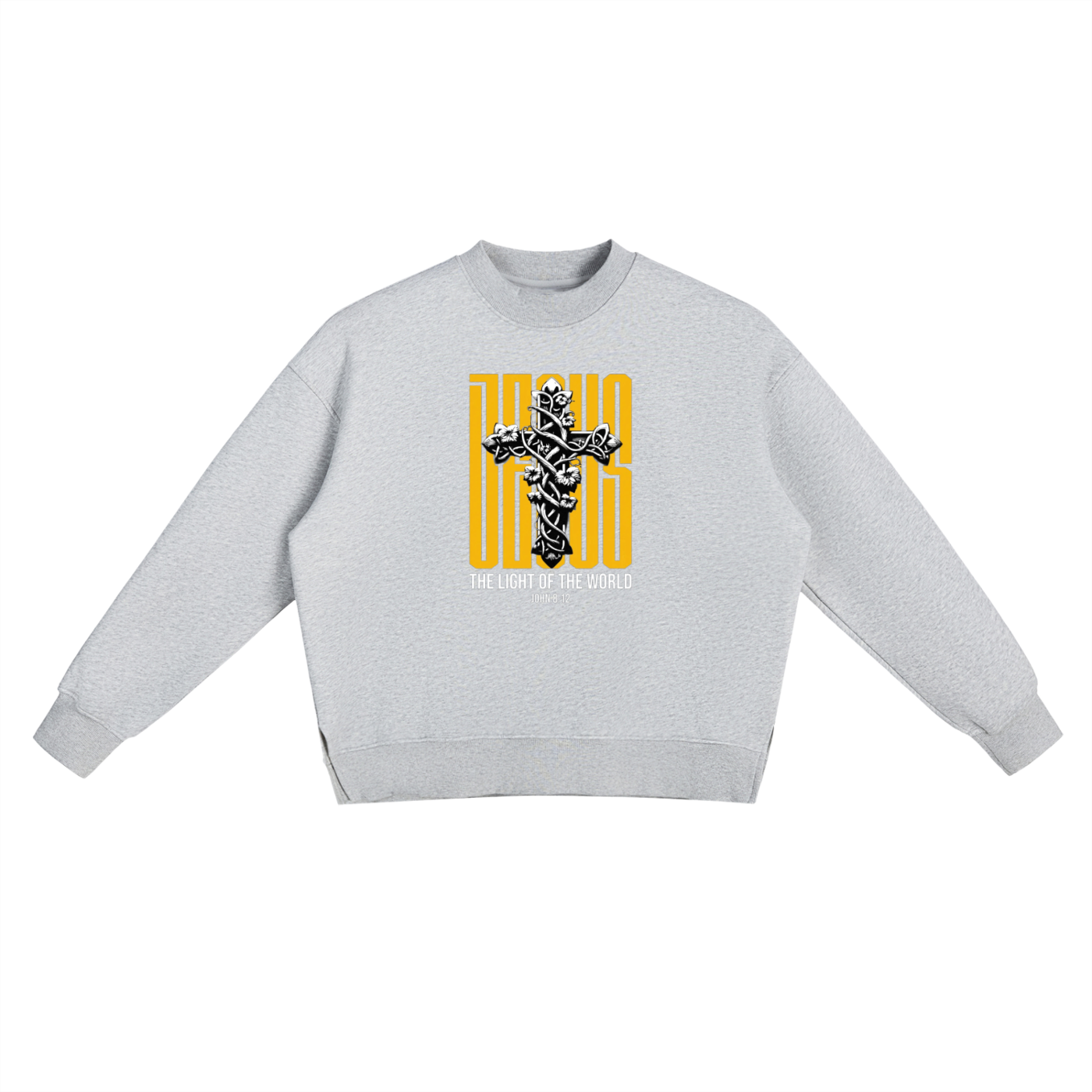 Fleece Sweatshirt mit Seitenschlitz und Rundhalsausschnitt