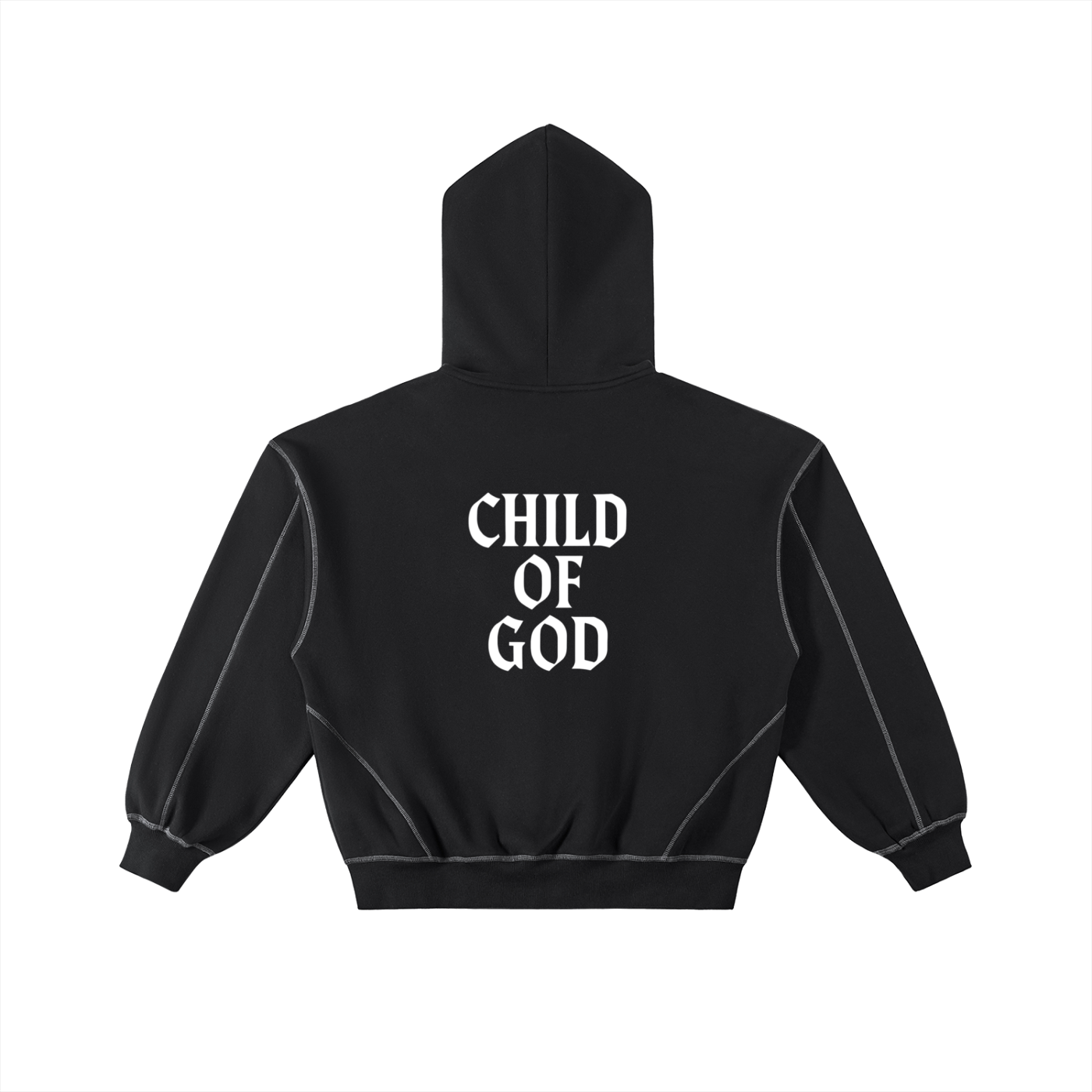 Contrast-Stitched Boxy Fleece Zip Hoodie