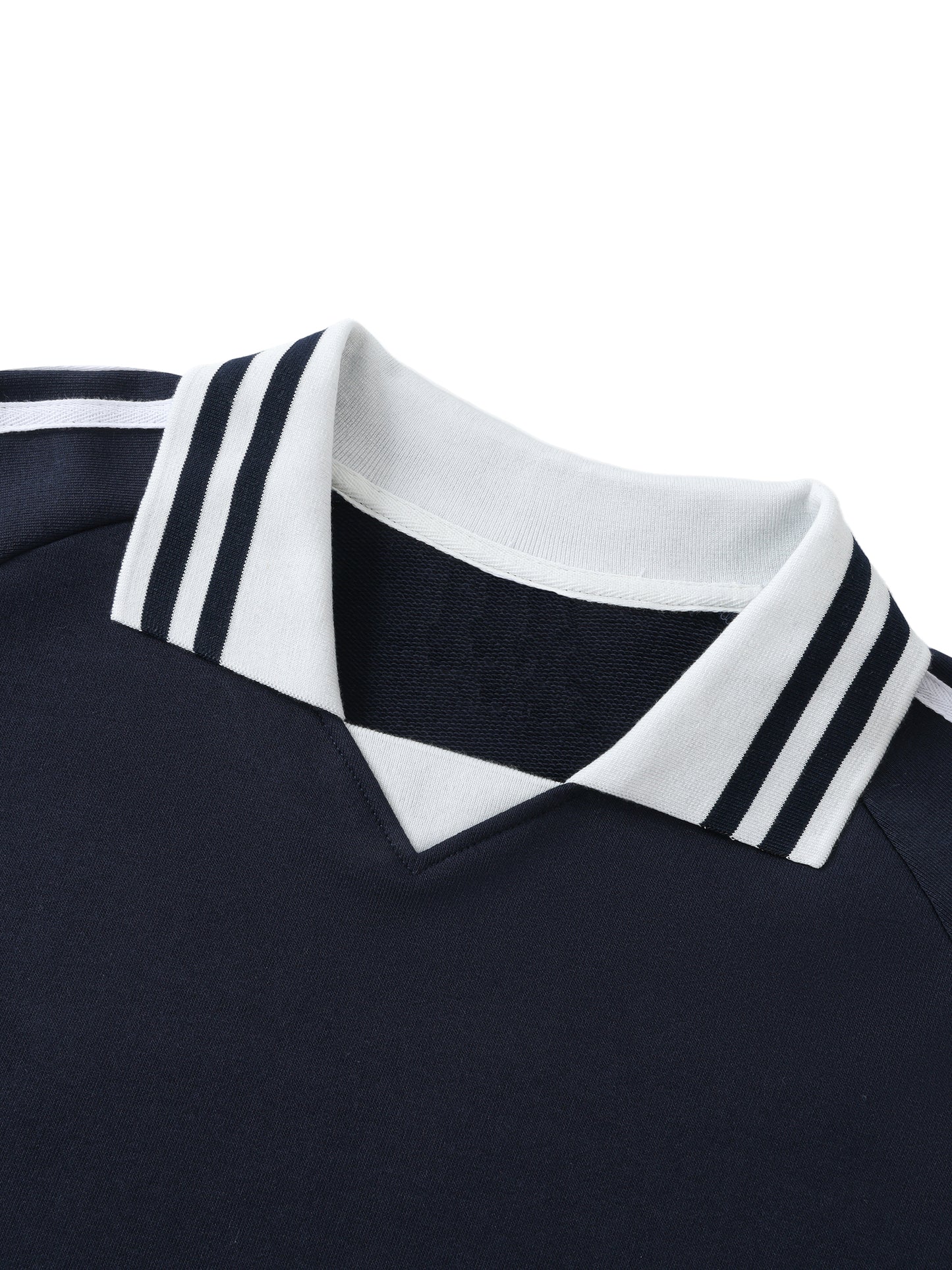 God First - Contrast Striped Lapel Collar Sweatshirt