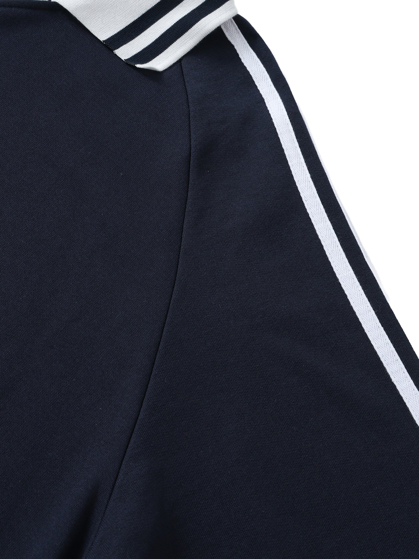 God First - Contrast Striped Lapel Collar Sweatshirt